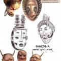 Sketchbook page featuring a variety of masks