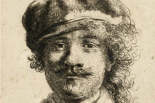 Rembrandt self-portrait drawing