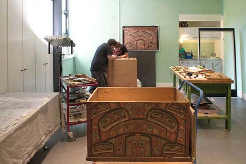 Two Haida artists working in the Pitt Rivers Museum
