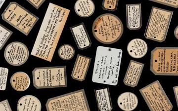 Collage of Object Labels, Pitt Rivers Museum