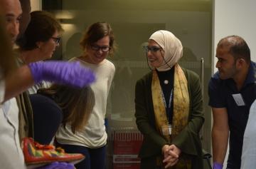 Collections officer Rana Ibrahim and Multaka volunteers welcome visitors to the PRM research space Collections officer Rana Ibrahim and Multaka volunteers welcome visitors to the Pitt Rivers' research space